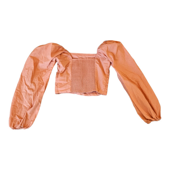 Abercrombie & Fitch Small Orange Long Sleeve Cropped Shirt - Picture 6 of 9